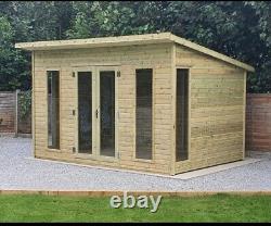 10x8 14mm Log Lap Summer House Heavy Duty Pressure Treated Garden Building Shed