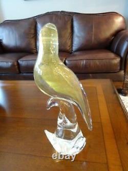 11 LIMITED SIGNED S Sandro Frattin Murano Art Glass Parrot Bird Sculpture GOLD