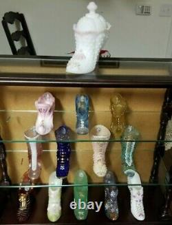 13 PC FENTON QVC Family Signature Victorian Glass Shoe Collection Hand Painted