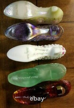 13 PC FENTON QVC Family Signature Victorian Glass Shoe Collection Hand Painted