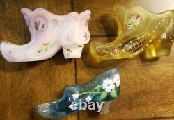 13 PC FENTON QVC Family Signature Victorian Glass Shoe Collection Hand Painted