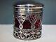 1903 G E Walton & Co Ltd Silver Lidded Vanity Jar With Cranberry Glass Liner