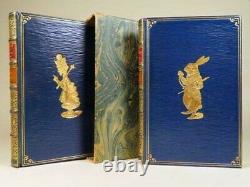 1924 Alice In Wonderland Through The Looking Glass Lewis Carroll Leather 2 Books