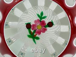 1984 Perthshire Ruby Double Overlay Latticinio Glass Paperweight 40 of 300
