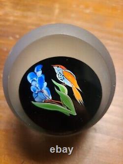 1986 RARE Limited Edition signed CORREIA Paperweight BIRD AND FLOWER #28/200