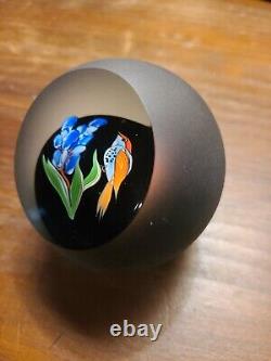 1986 RARE Limited Edition signed CORREIA Paperweight BIRD AND FLOWER #28/200