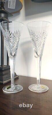 2 Crystal Flute Set Health Toasting Waterford 2000 Millennium Collection