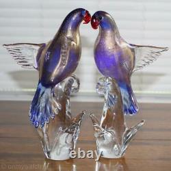 2 GORGEOUS Vtg MURANO Parrot Birds Exotic FORMiA Pair ArT GLaSs LABEL Italy