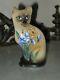 2020 Fenton Glass Hp Blue Iris Siamese Stylized Cat Figurine Le #7/20