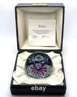 3 Blue Flowers Pink Black White Pebble Caithness Tristar Paperweight Ltd Ed