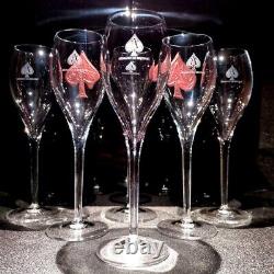 5 Armand de Brignac Crystal Champagne Glasses Limited Edition Ace of Spades