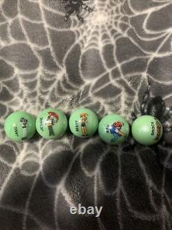 5 RARE Pokémon Marbles Lot Ash Brock Misty James Trainers Limited Edition Green