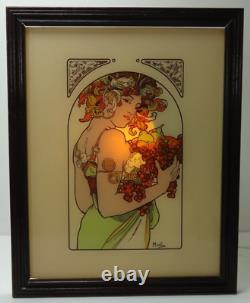 Alphonse Mucha Vintage Reverse Glass Art Print Fruit Art Nouveau Interior Design