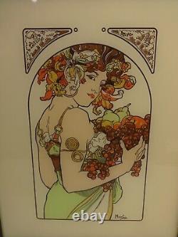 Alphonse Mucha Vintage Reverse Glass Art Print Fruit Art Nouveau Interior Design