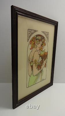 Alphonse Mucha Vintage Reverse Glass Art Print Fruit Art Nouveau Interior Design