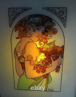 Alphonse Mucha Vintage Reverse Glass Art Print Fruit Art Nouveau Interior Design