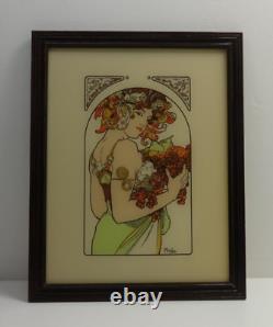 Alphonse Mucha Vintage Reverse Glass Art Print Fruit Art Nouveau Interior Design