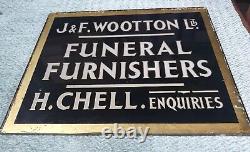 Antique Funeral Glass Sign J. F Wootton Ltd Reverse Painted Victorian