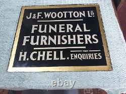 Antique Funeral Glass Sign J. F Wootton Ltd Reverse Painted Victorian