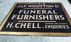 Antique Funeral Glass Sign J. F Wootton Ltd Reverse Painted Victorian