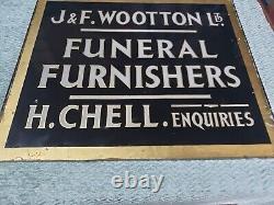 Antique Funeral Glass Sign J. F Wootton Ltd Reverse Painted Victorian