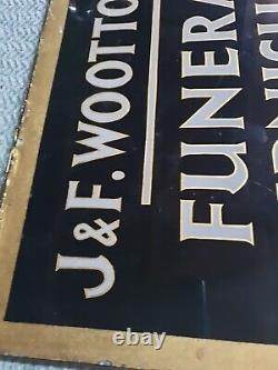 Antique Funeral Glass Sign J. F Wootton Ltd Reverse Painted Victorian