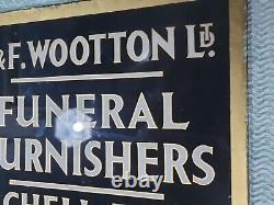 Antique Funeral Glass Sign J. F Wootton Ltd Reverse Painted Victorian