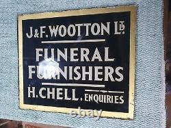 Antique Funeral Glass Sign J. F Wootton Ltd Reverse Painted Victorian