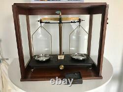 Antique Glass Cased Scales (TATLOCK LTD)Weighing Balance Apothecary