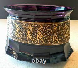 Antique Moser 1890 Amethyst 12 Facet Vase Gold Warrior Frieze 2.5 Heavy Rare