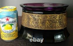 Antique Moser 1890 Amethyst 12 Facet Vase Gold Warrior Frieze 2.5 Heavy Rare