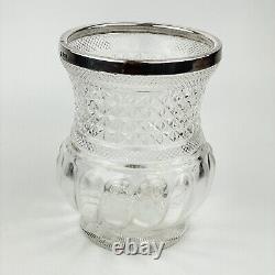Antique Solid Silver Mounted Clear Glass Vase 16 x 12cm Francis Howard Ltd 1911