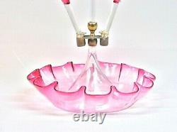 Antique Victorian Art Glass Cranberry Epergne 21 high