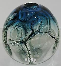 Art Glass Vase Paul Manners Stickman Studio Ocean Blue Vintage