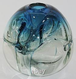 Art Glass Vase Paul Manners Stickman Studio Ocean Blue Vintage