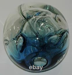 Art Glass Vase Paul Manners Stickman Studio Ocean Blue Vintage