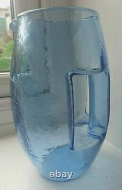 Art Nouveau 1905 Koloman Moser Kristall Krocodil Blue Crystal Glass Jug Vase