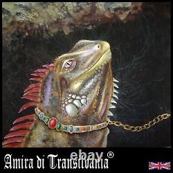 Art painting canvas figurative decorative realism exotic repltile animal iguana