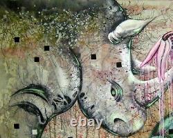 Art paintings figurative modern contemporary landscape rhinoceros snail flowers