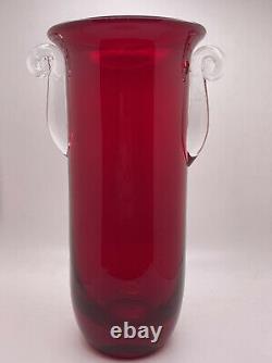 BLENKO LIMITED EDITION Millenium II Ruby Red Art Glass Vase -SIGNED