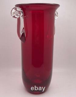 BLENKO LIMITED EDITION Millenium II Ruby Red Art Glass Vase -SIGNED