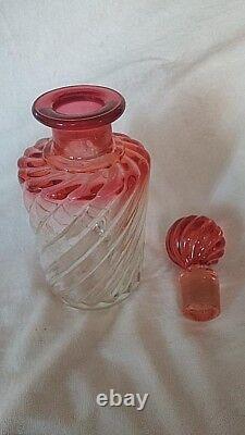 Baccarat Crystal Rose Tente Amberina Dresser Bottle & Vanity/Pin Dish