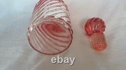 Baccarat Crystal Rose Tente Amberina Dresser Bottle & Vanity/Pin Dish