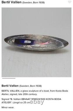Bertil Vallien Kosta Boda Limited Edition Glass Boat Sculpture 20th Century