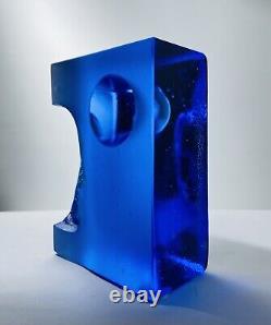 Bertil Vallien Kosta Boda Sweden Ltd Moon Azur glass sculpture signed, 2006