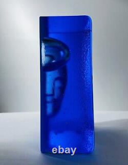 Bertil Vallien Kosta Boda Sweden Ltd Moon Azur glass sculpture signed, 2006