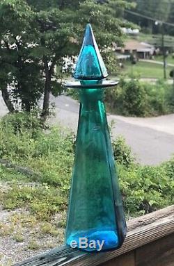 Blenko Glass 2018 WV Day Decanter Blue and Green Fade