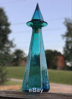 Blenko Glass 2018 WV Day Decanter Blue and Green Fade