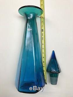 Blenko Glass 2018 WV Day Decanter Blue and Green Fade