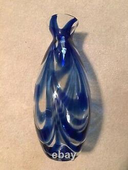 Blenko Glass Cobalt Swirl Vase 7419